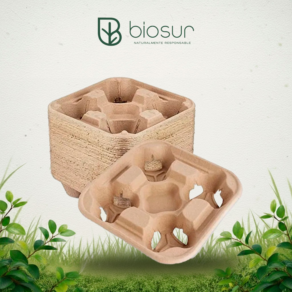 Charola Portavasos Biodegradable de Celulosa | BIOSUR