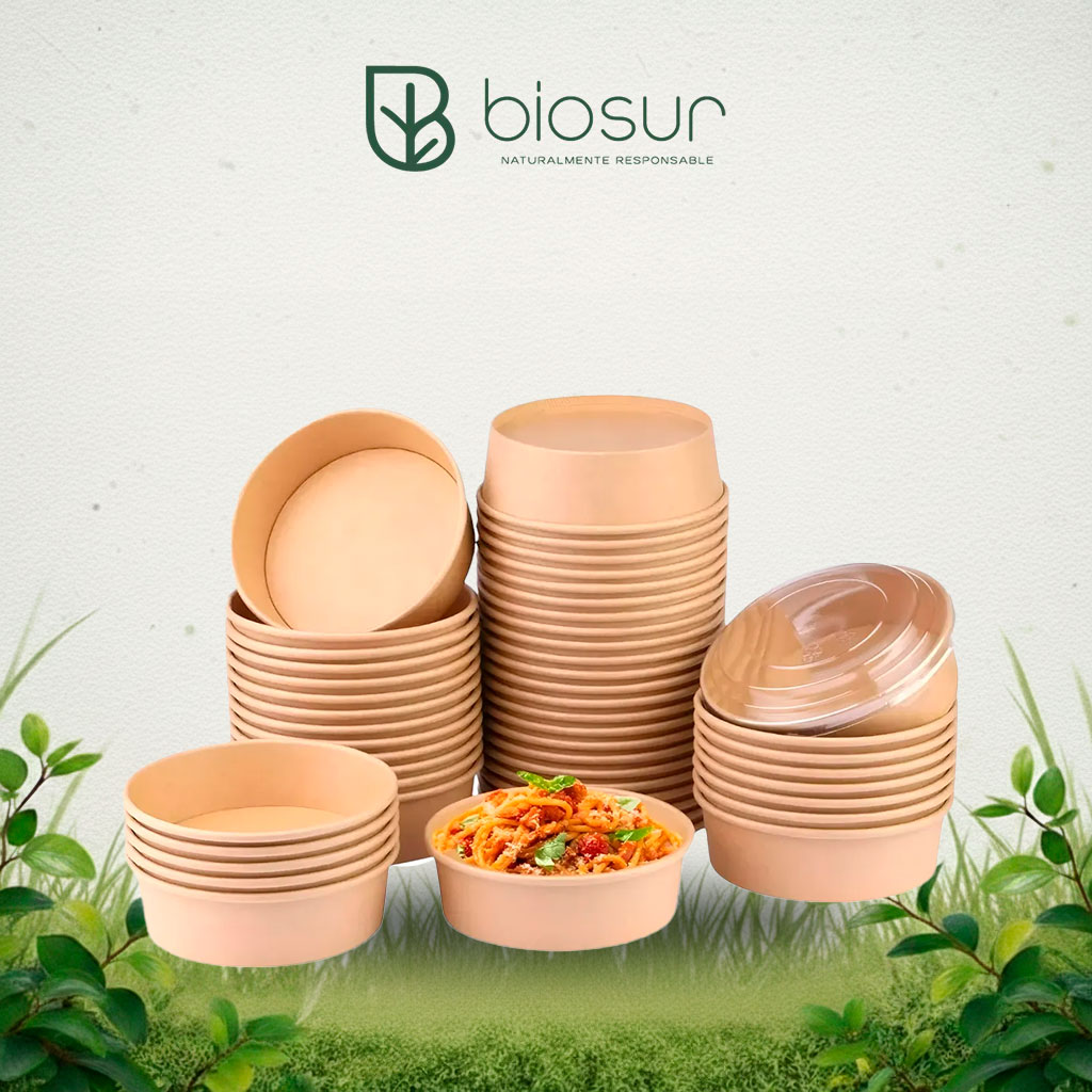 Bowl Ensaladero 40 oz con Tapa | Kraft + PLA