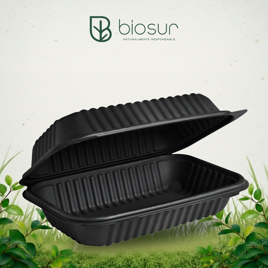 Contenedor Almeja Negro 9×5 de Fécula de Maíz | Eco