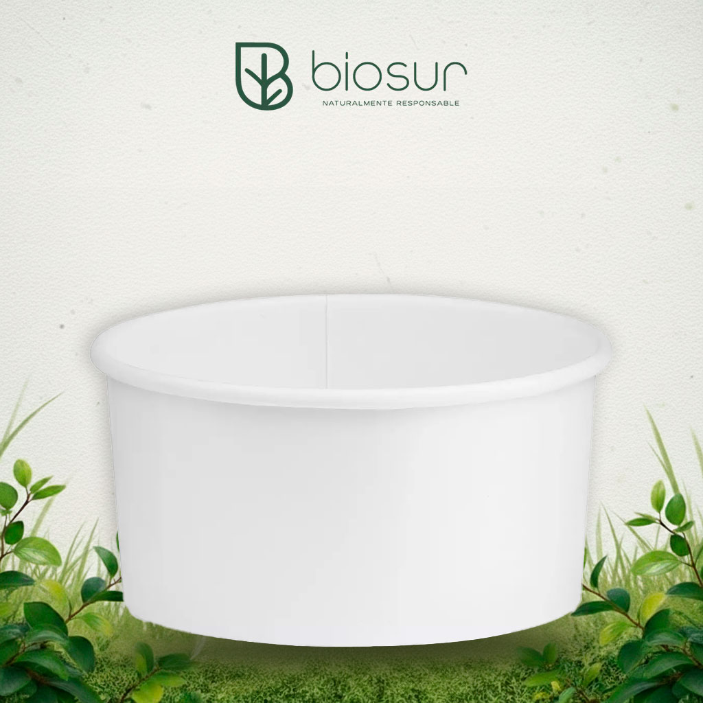 Envase de Papel + PLA 6 oz Blanco | Biodegradable