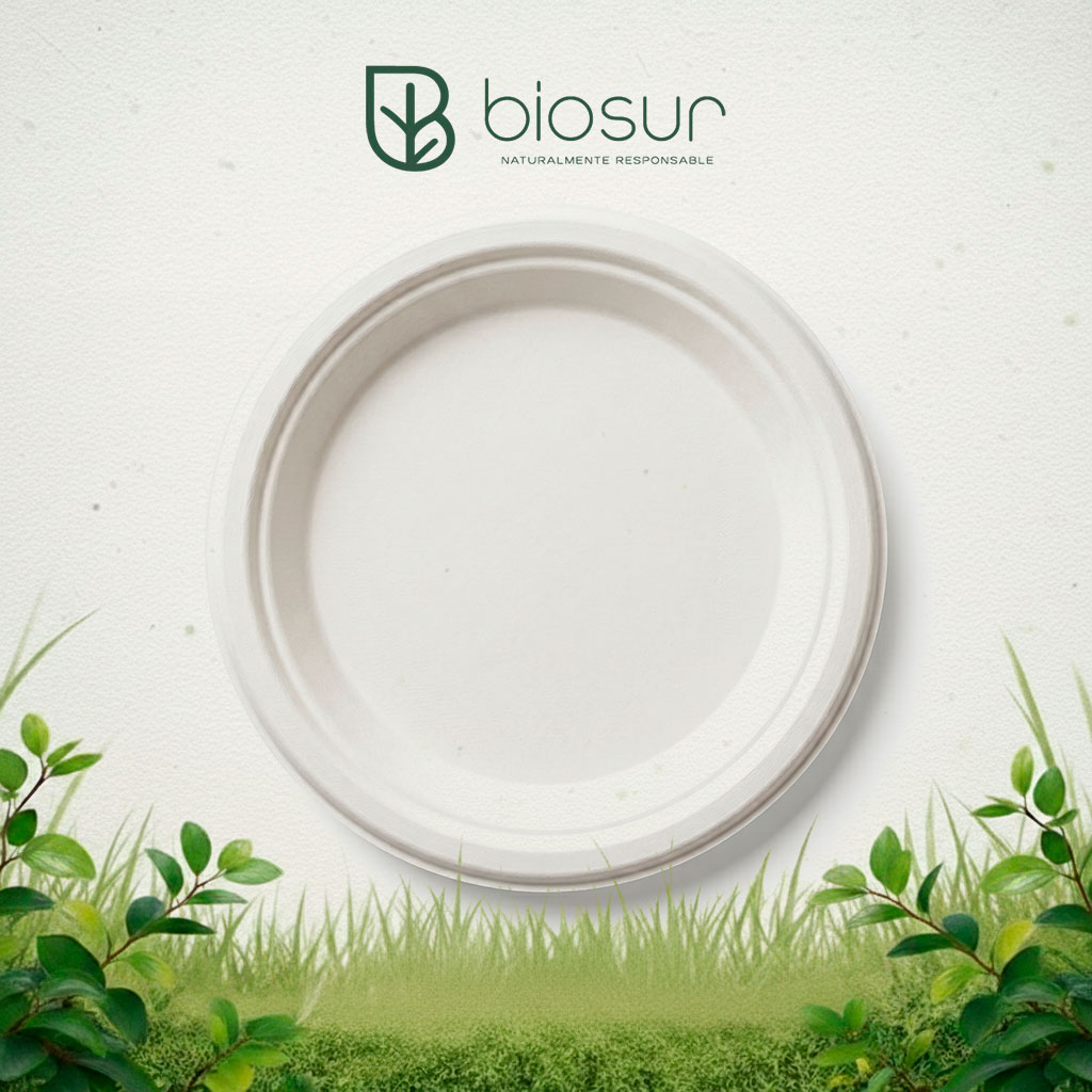 Plato Redondo 9” de Bagazo de Caña | Biodegradable