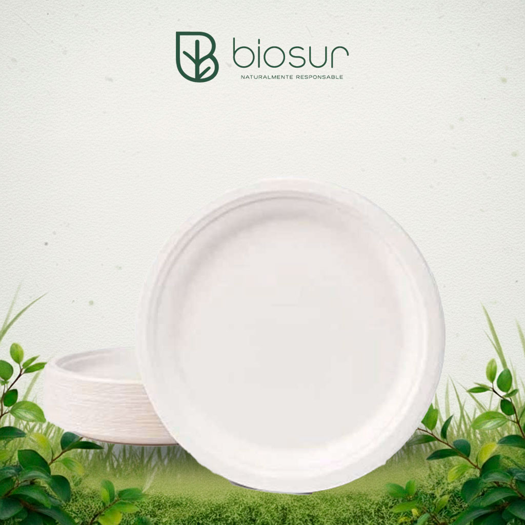 Plato Redondo 9” de Bagazo de Caña | Biodegradable