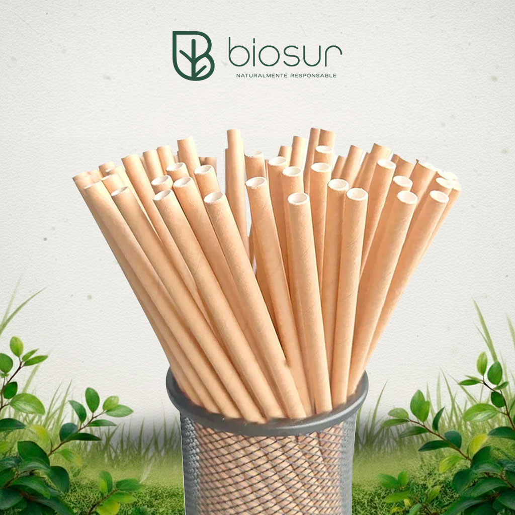 Popote de Papel 21 cm Café Bambú | Biodegradable