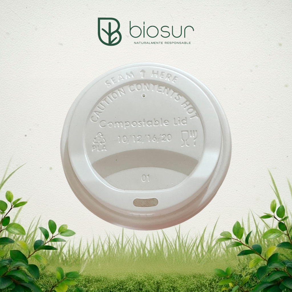Tapa Viajera Blanca PLA para Vasos | Compostable