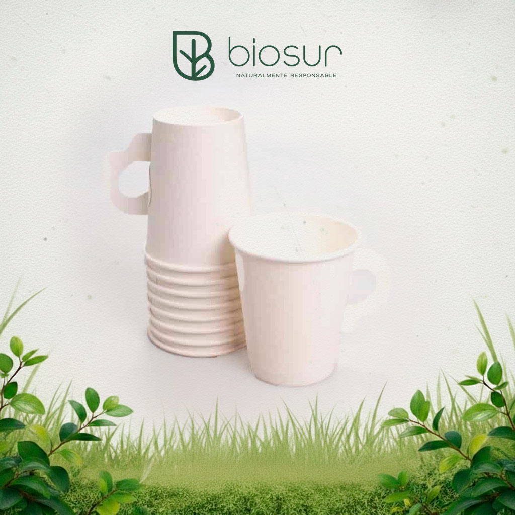 Vaso de Papel Blanco con Asa 8 oz | Biodegradable