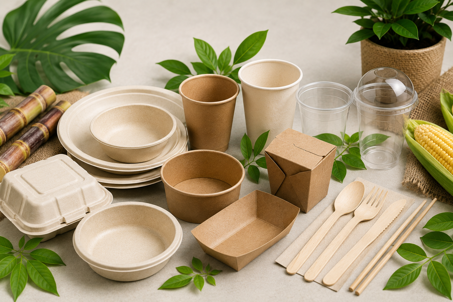 Conoce los principales materiales ecológicos para desechables, sus beneficios y cómo ayudan a reducir el impacto ambiental.