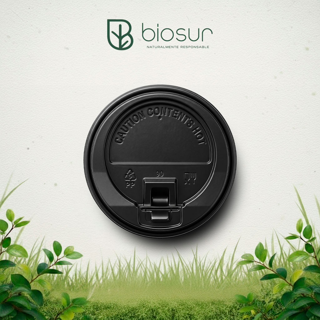 Tapa Viajera Negra PP5 8 oz | Reciclable